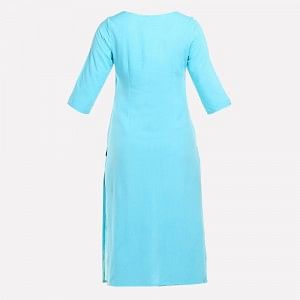 Blue Printed Boat Neck kurta