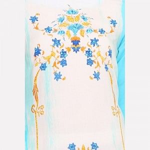 Blue Printed Boat Neck kurta