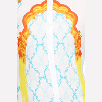 White &amp; Blue Collar Neck Printed kurta