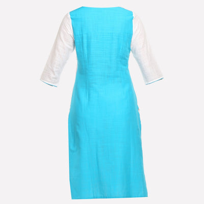 White & Blue Printed kurta