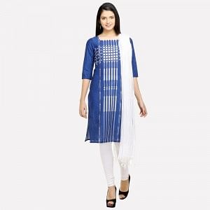 Blue Square Neck 3/4 Sleeve kurta