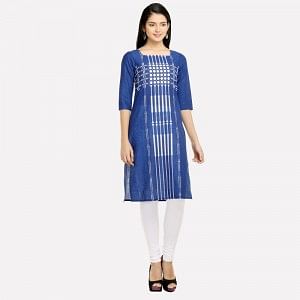 Blue Square Neck 3/4 Sleeve kurta