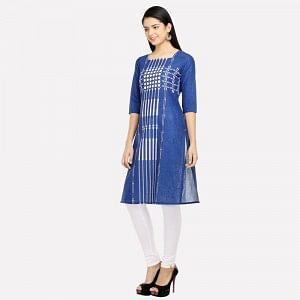 Blue Square Neck 3/4 Sleeve kurta