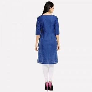 Blue Square Neck 3/4 Sleeve kurta