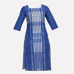 Blue Square Neck 3/4 Sleeve kurta