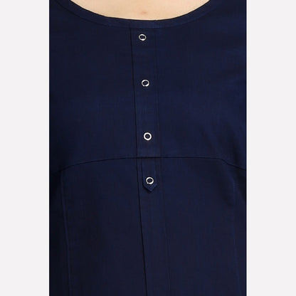 Navy Blue Round Neck Denim kurta