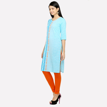 Light Blue Printed 3/4 Sleeve kurta