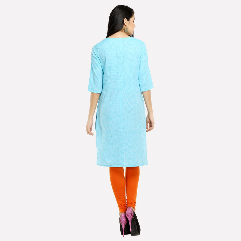 Light Blue Printed 3/4 Sleeve kurta