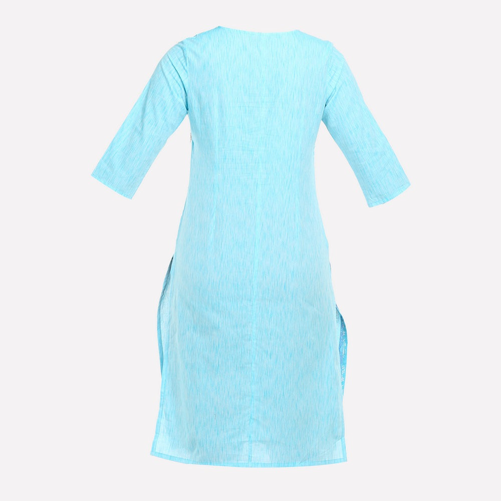 Light Blue Printed 3/4 Sleeve kurta