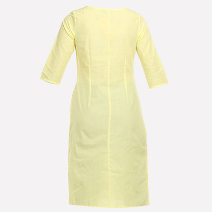 Yellow Round Neck Printed kurta