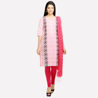 Pink Round Neck Printed kurta