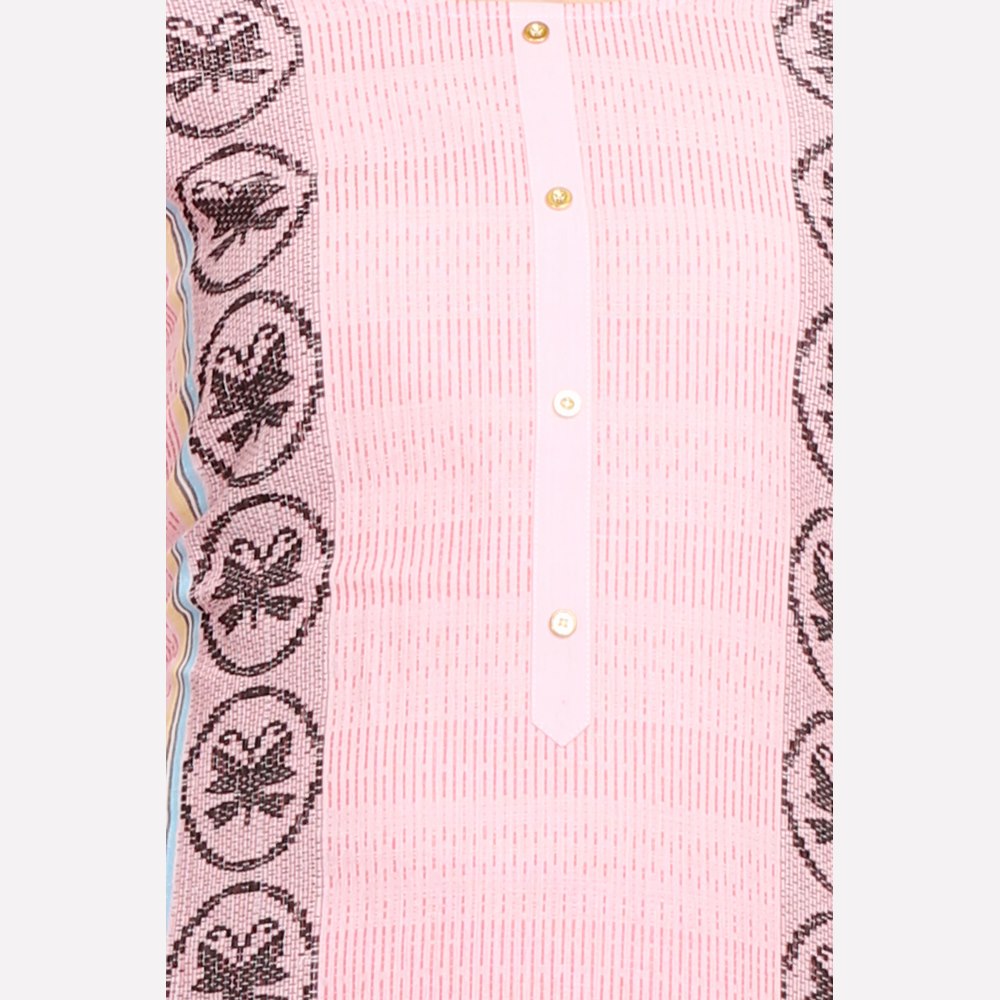 Pink Round Neck Printed kurta