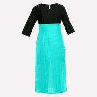 Blue &amp; Black Printed 3/4 Sleeve kurta