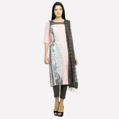 Pink Floral Print 3/4 Sleeve kurta