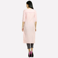Pink Floral Print 3/4 Sleeve kurta