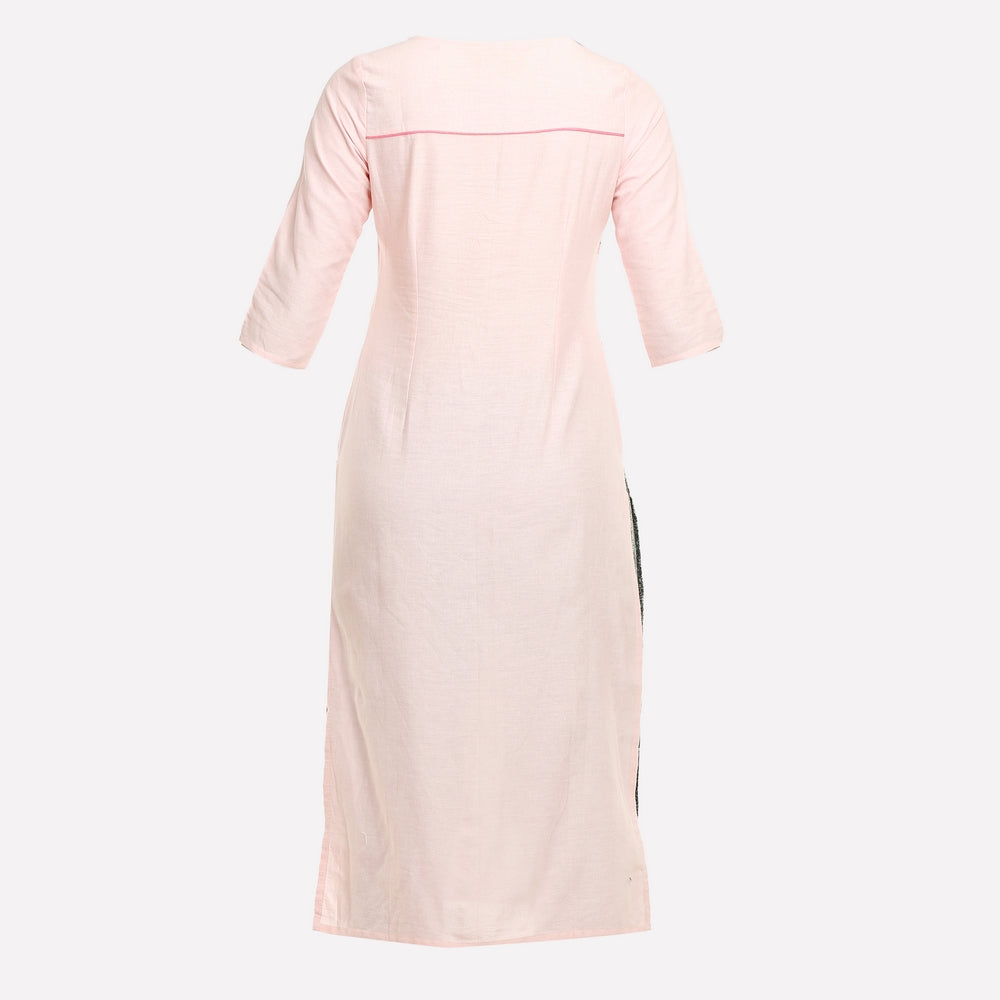 Pink Floral Print 3/4 Sleeve kurta