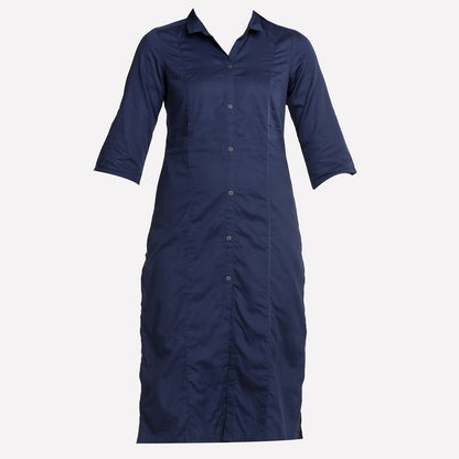 Navy Blue Collar Neck 3/4 Sleeve kurta
