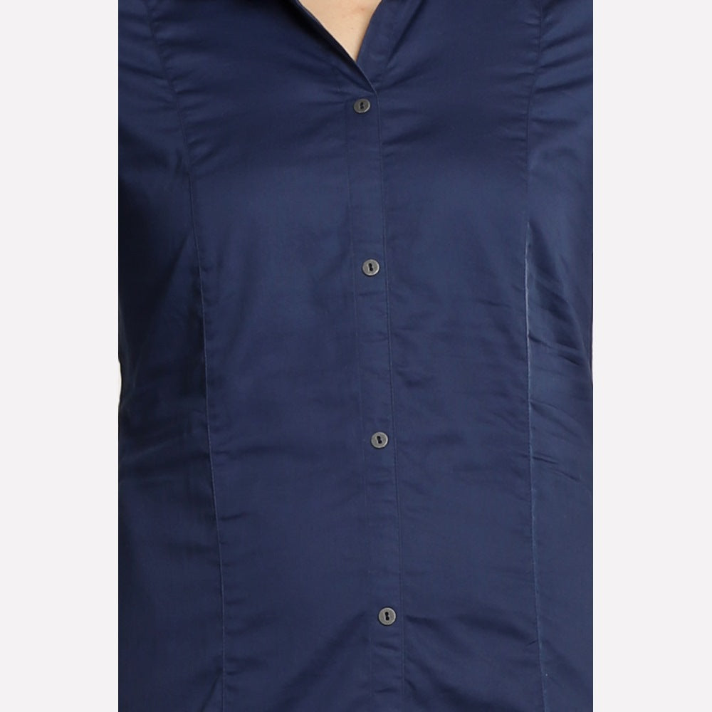 Navy Blue Collar Neck 3/4 Sleeve kurta