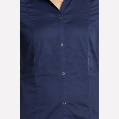 Navy Blue Collar Neck 3/4 Sleeve kurta