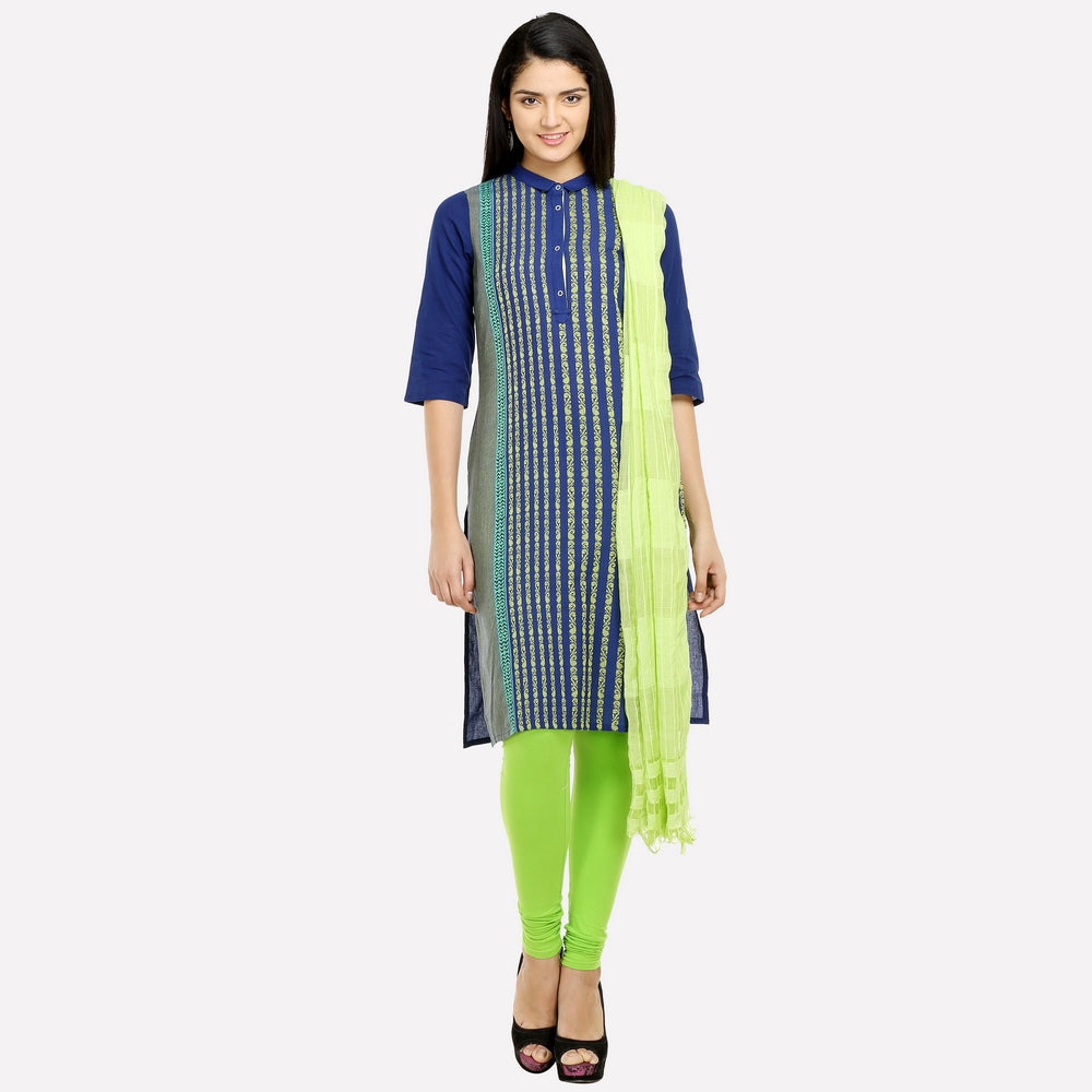 Blue Collar Neck 3/4 Sleeve kurta