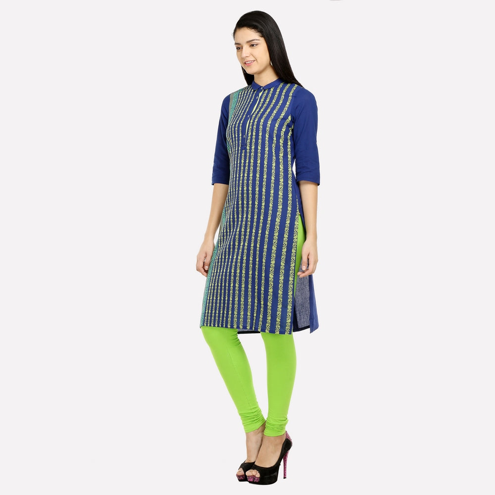 Blue Collar Neck 3/4 Sleeve kurta