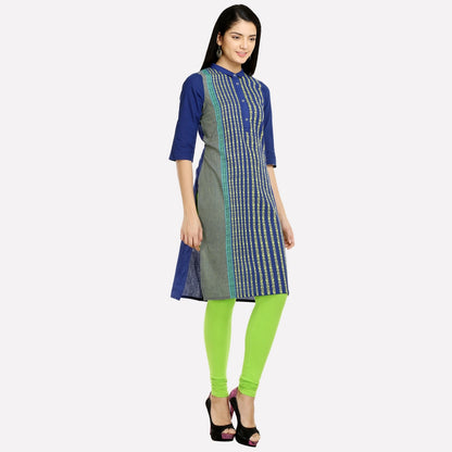 Blue Collar Neck 3/4 Sleeve kurta