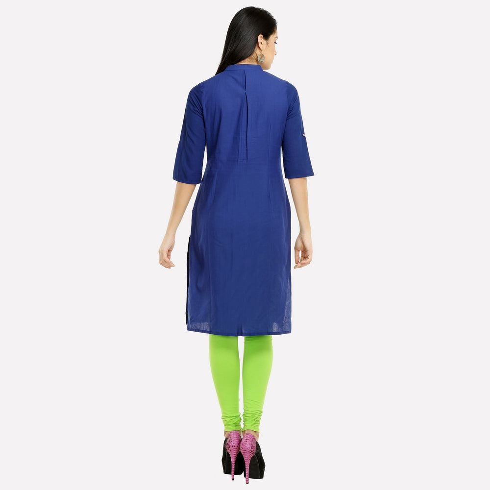 Blue Collar Neck 3/4 Sleeve kurta