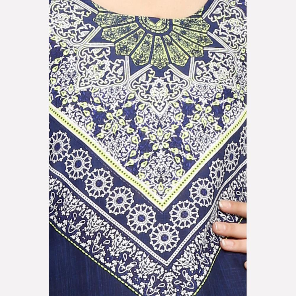 Navy Blue Printed 3/4 Sleeve kurta