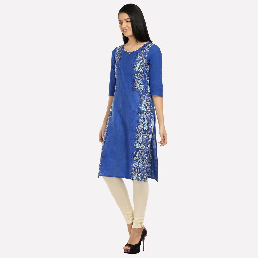 Blue Printed Regular Fit kurta