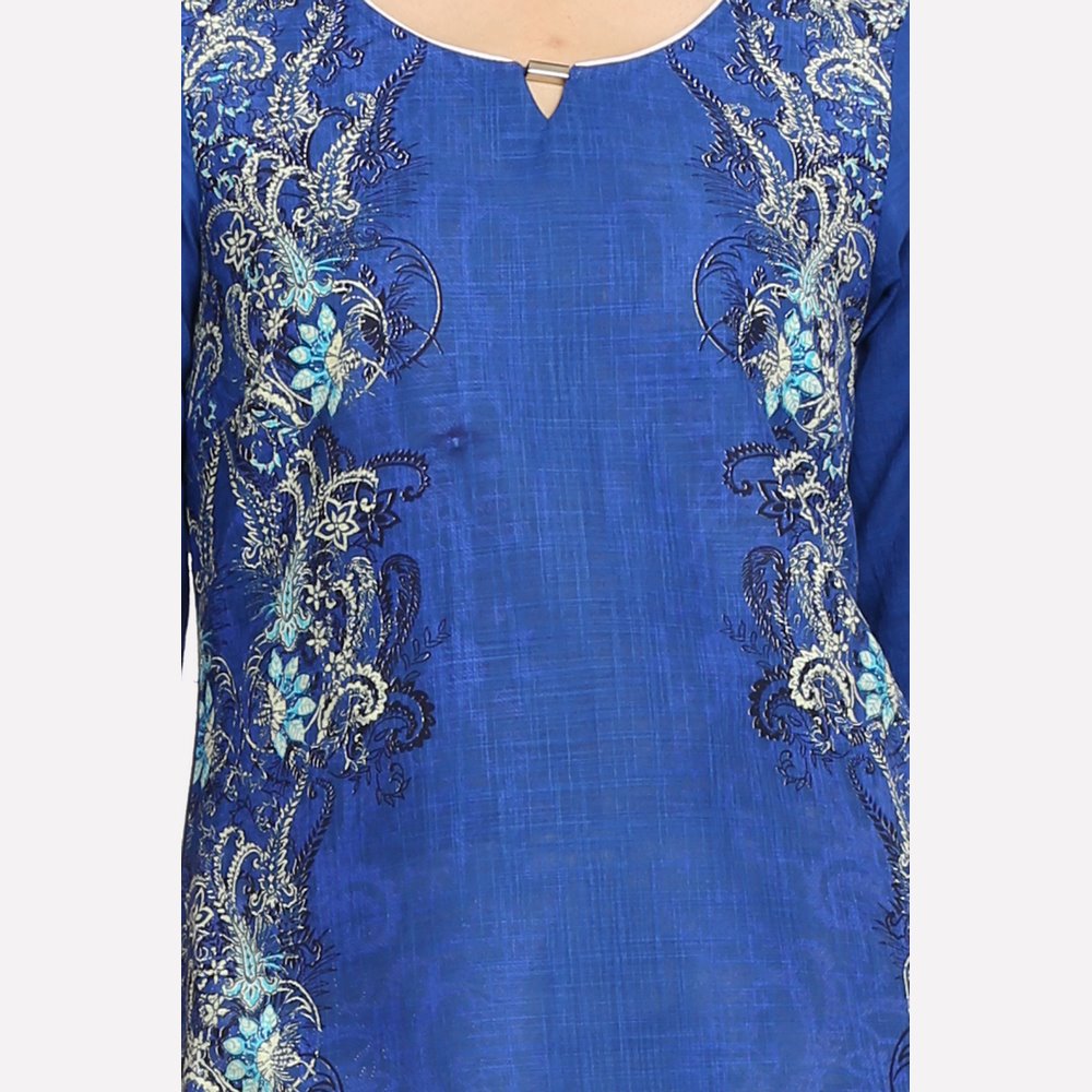 Blue Printed Regular Fit kurta