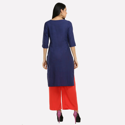 Blue 3/4 Sleeve Printed kurta