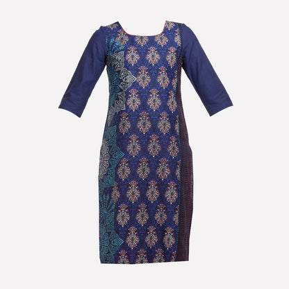 Blue 3/4 Sleeve Printed kurta