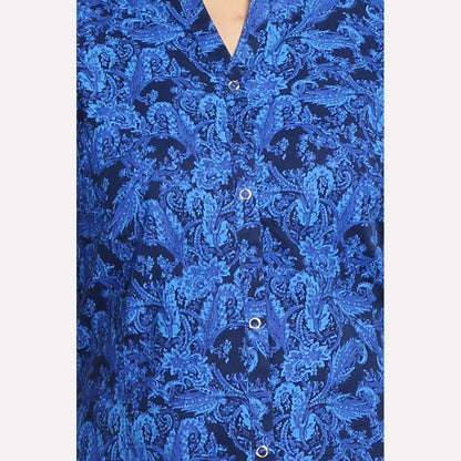 Blue Printed Sleeveless Denim kurta