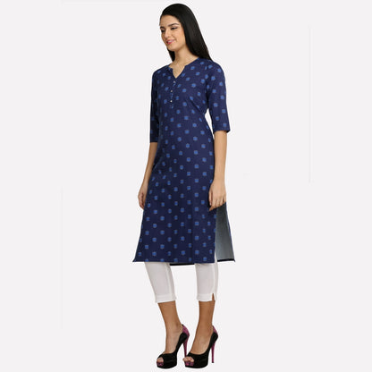 Blue Printed 3/4 Sleeve kurta