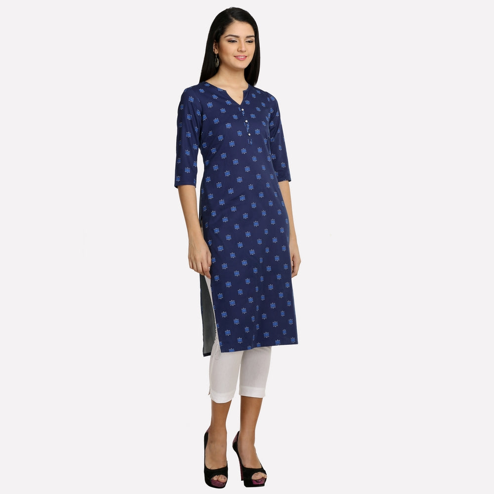 Blue Printed 3/4 Sleeve kurta