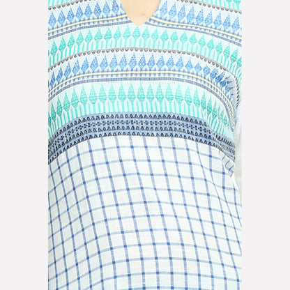 White Checked 3/4 Sleeve kurta