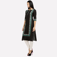Black Printed Pintuck kurta