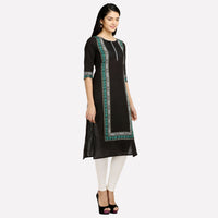 Black Printed Pintuck kurta