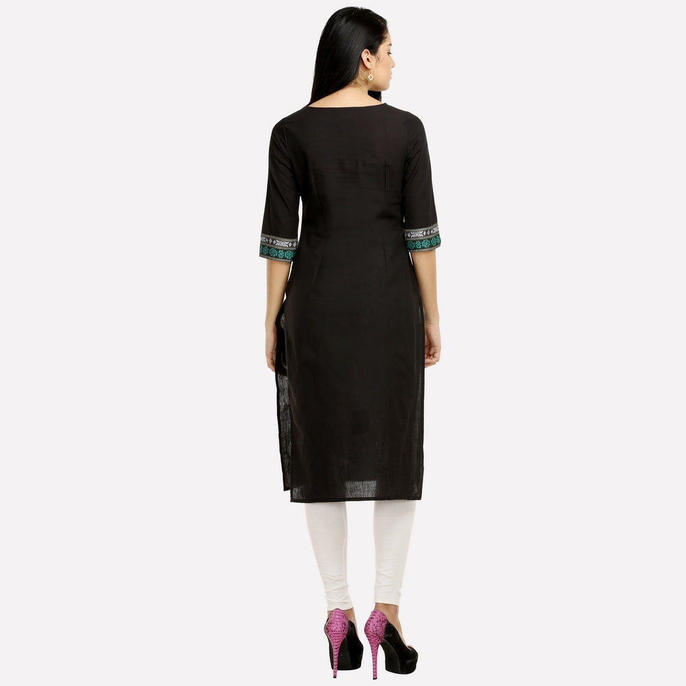 Black Printed Pintuck kurta