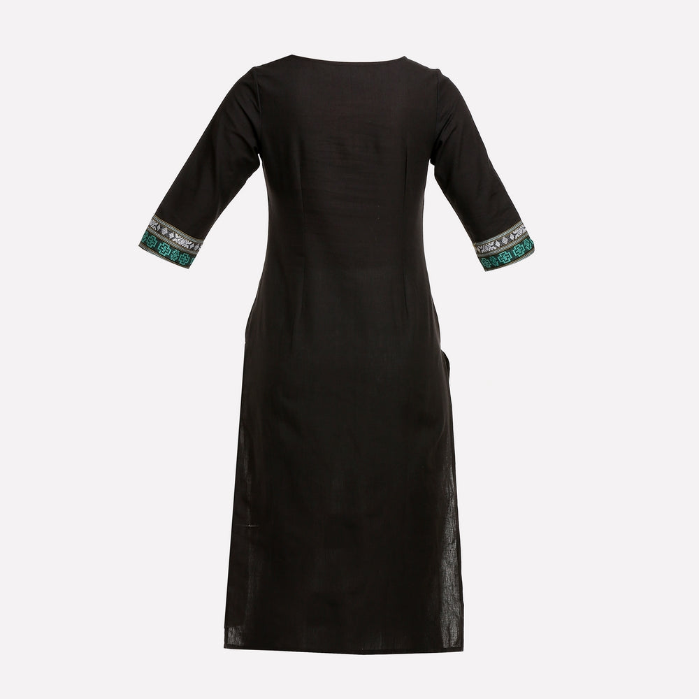 Black Printed Pintuck kurta