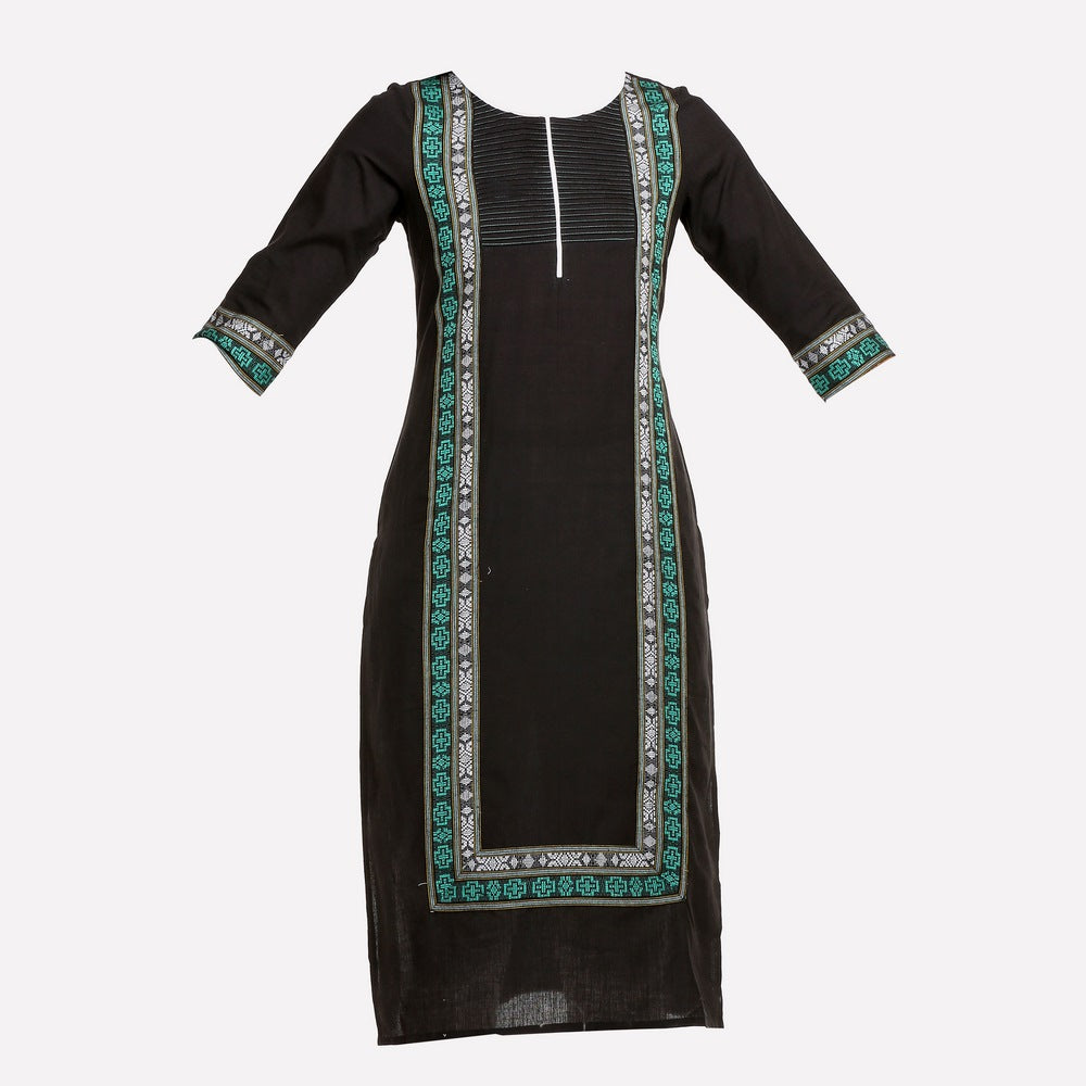 Black Printed Pintuck kurta
