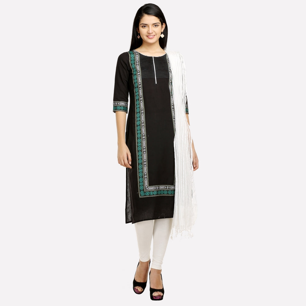 Black Printed Pintuck kurta