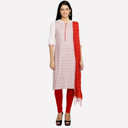 White Mandarin Neck 3/4 Sleeve Printed kurta