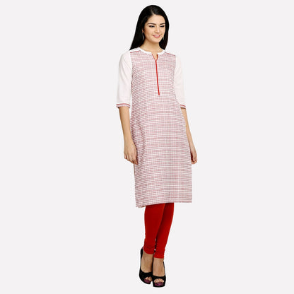 White Mandarin Neck 3/4 Sleeve Printed kurta