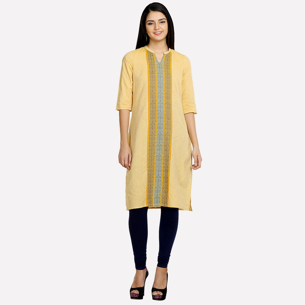 Yellow 3/4 Sleeve kurta