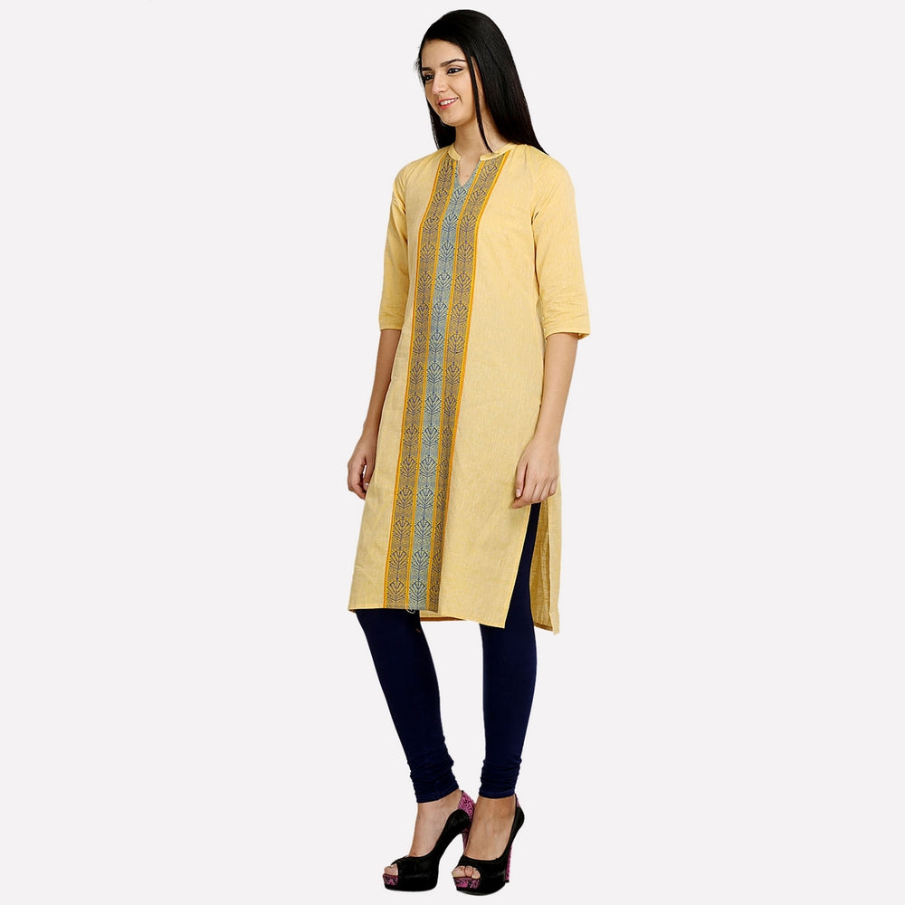 Yellow 3/4 Sleeve kurta