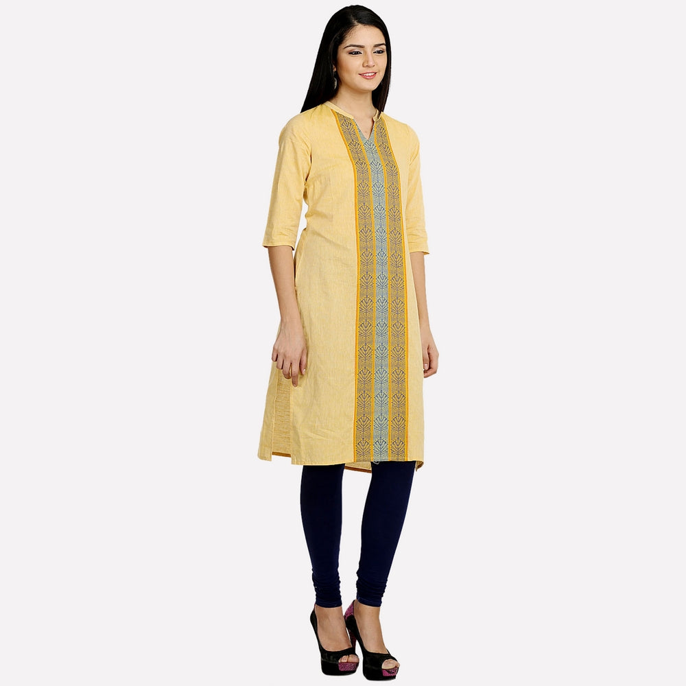 Yellow 3/4 Sleeve kurta