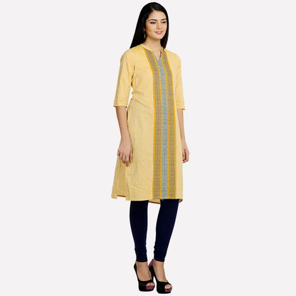 Yellow 3/4 Sleeve kurta