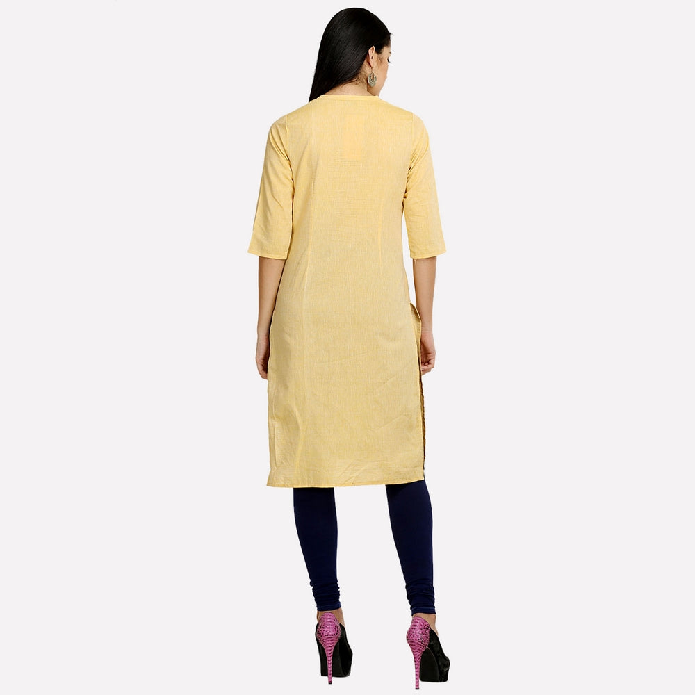 Yellow 3/4 Sleeve kurta