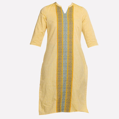 Yellow 3/4 Sleeve kurta